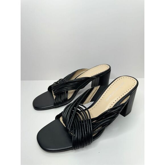 Adrienne Vittadini Sandals Size 7 Black‎ Slip On Open Toe Block Heel Mules - Picture 4 of 10